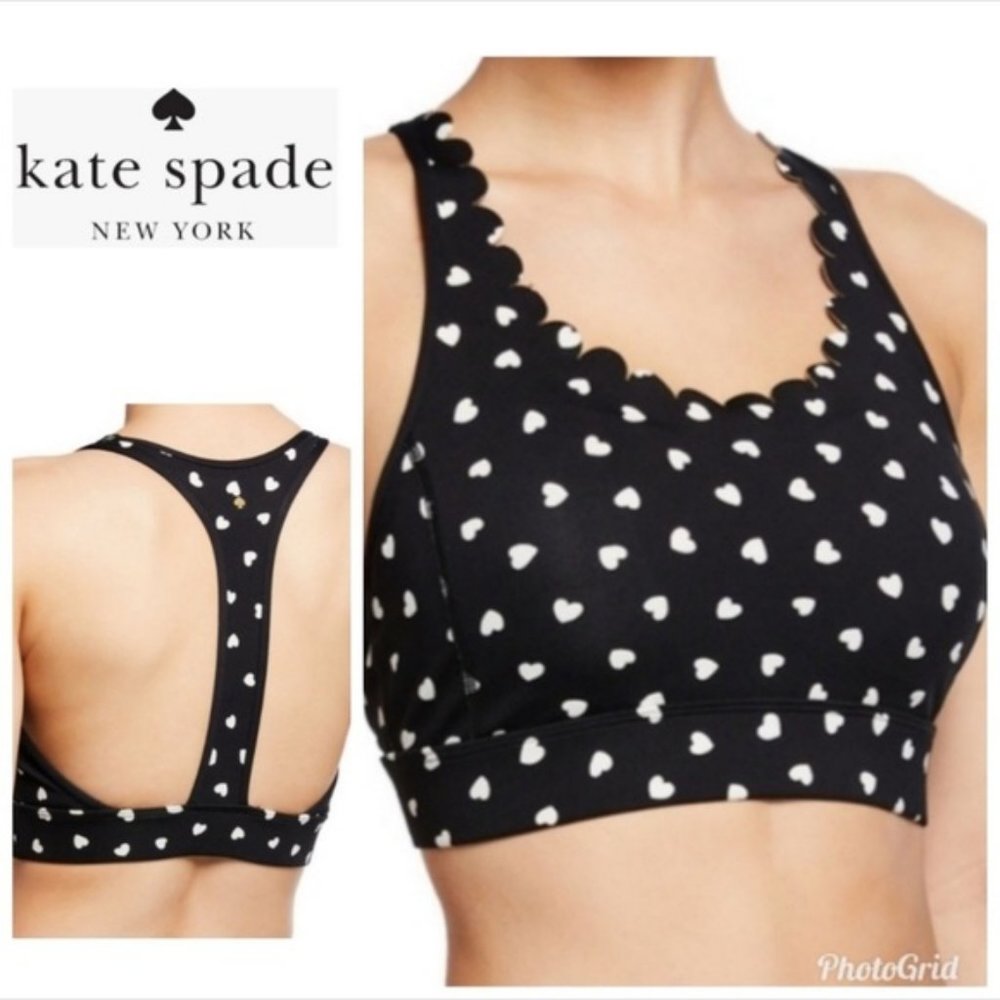 Kate Spade Heartbeat Scalloped Sport Bra Small NWT